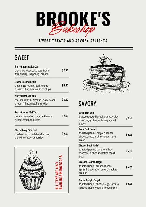 Thiết kế menu tiệm bánh cần những yếu tố gì