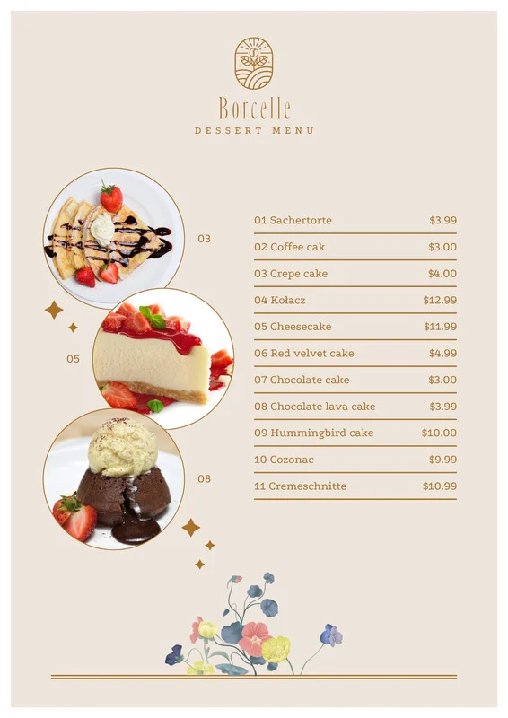 Thiết kế menu tiệm bánh cần những yếu tố gì