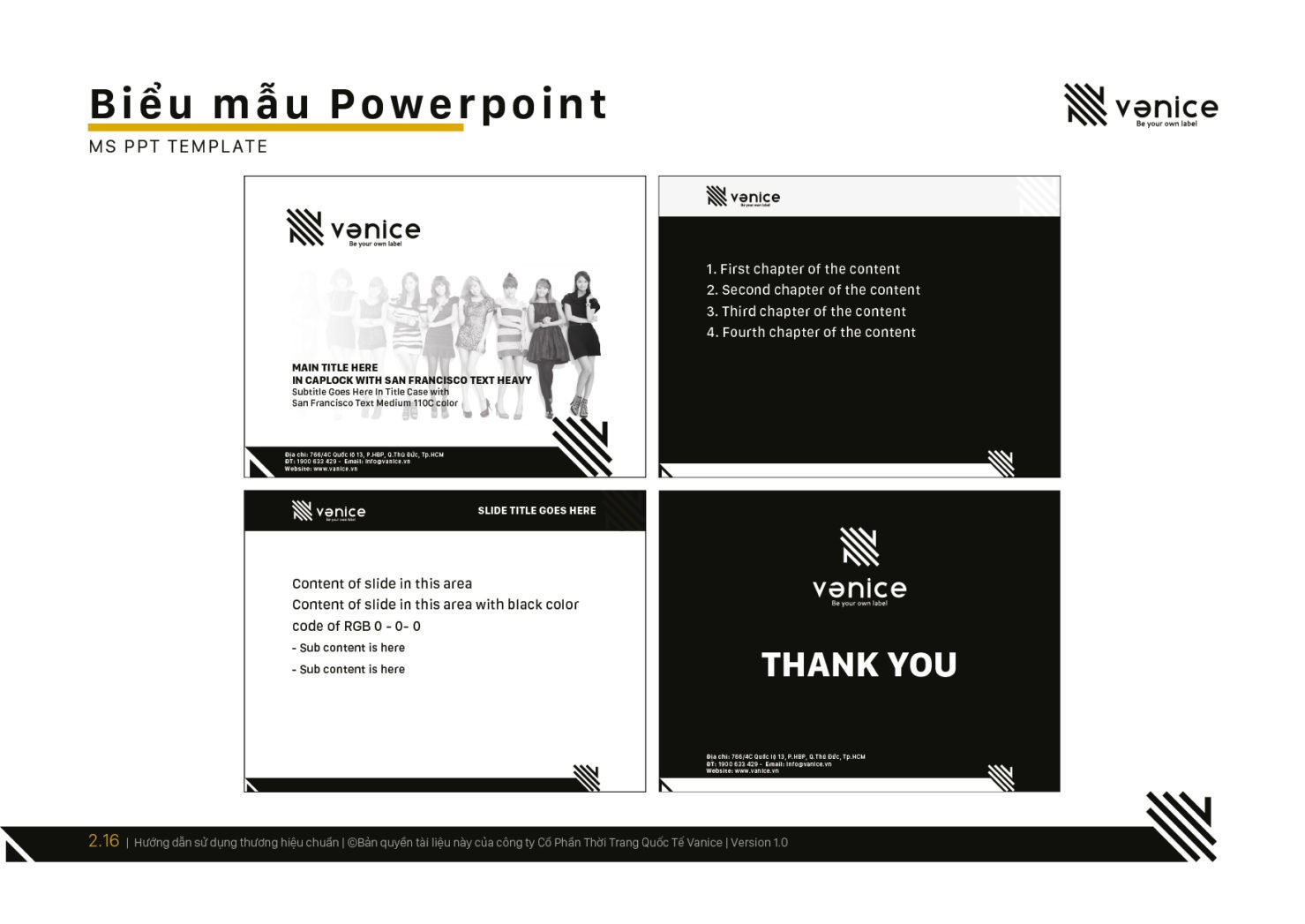 thiết kế biểu mẫu, thiết kế powerpoint, powerpoint template, thương hiệu vanice, logo vanice, thời trang vanice