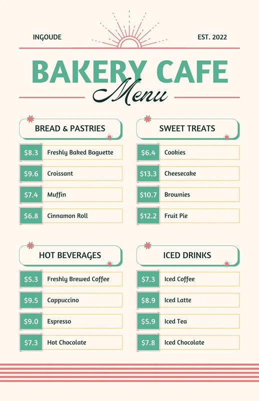 Thiết kế menu tiệm bánh cần những yếu tố gì